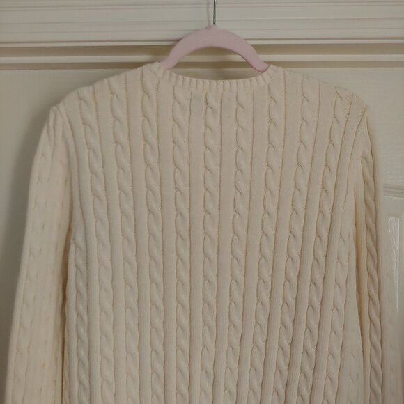 American Living Cream Cable Knit Y2k Preppy Academia Indie Button Cardigan XL - Picture 8 of 12